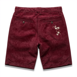 Pantalones Cortos de Gamuza Premium Bordados en Color Borgoña para Hombre, Estilo Personalizado, OEM, ODM - Product Image 2