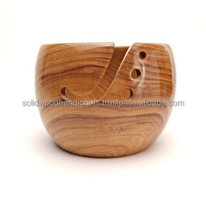 Meilleure vente bol de fil en bois personnalisé fait à la main bol de laine porte-fil bol en bois pour le tricot - Product Image 4