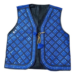 Afghan Men's Embroidery Vest Blue <b>Sequin</b> Solid O-Neck Formal Wear <b>Waistcoat</b> Autumn Outerwear Velour Fabric Breathable - Product Image 6
