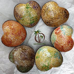 WHOLESALE DECOR BOWL NATURAL FRIENDLY COCONUT COLORED LACQUERED BOWL EGGSHELL SEASHELL MADE in VIETNAM MANUFACTURER PRICE - Product Image 3