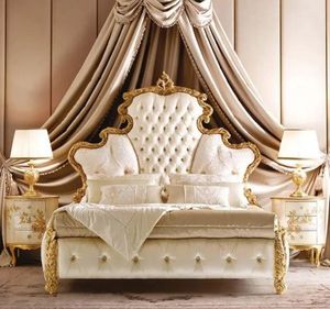 Elegante Juego de Dormitorio Clásico de Lujo Honeyrose Hotel, Cabecera Tapizada con Mechones, Madera de Caoba Sólida, Estilo Europeo - Product Image 1