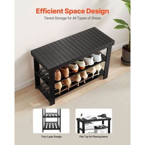 Moderna Scarpiera a 3 Ripiani in Bambù con Panca, Capacità 130 kg, 70 x 29 x 45 cm, Organizer per Ingresso di Casa - Product Image 4