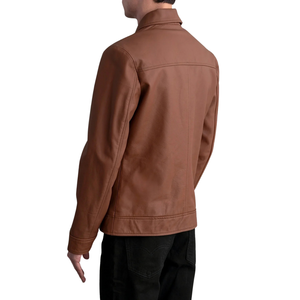 Custom Men's Brown <b>Leather</b> Jacket Classic Collar Premium Zip Up <b>Coats</b> OEM Private Label Apparel Manufacturer Wholesale Suppliers - Product Image 2