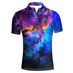Polo pour homme à imprimé aigle et galaxie, manches courtes, décontracté, respirant, léger, en polyester, tendance, pour l'été - Product Image 3