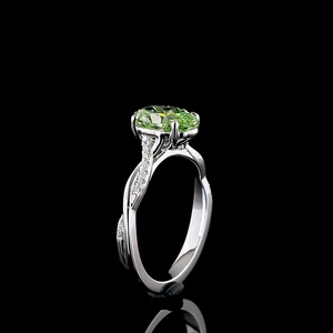 Bague de fiançailles en or blanc 14 carats avec diamant ovale de laboratoire de 2 carats certifié IGI, motif vague infinie torsadée, cadeau idéal - Product Image 2