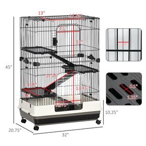 "4-Level Luxury Black Pet Cage with Wheels & <b>Slide</b>-Out Tray for <b>Small</b> Animals (32L)" - Product Image 3