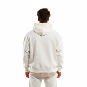 Mens White <b>Lightweight</b> <b>Hoodie</b> Breathable Cotton Hooded Sweatshirt for Running Gym Workout Casual Daily Wear and Layering - Product Image 6