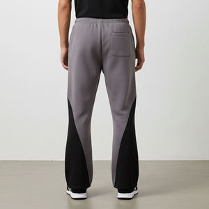 <b>Plus</b> <b>Size</b> Men's Gray <b>Black</b> Color Blocked Sweatpants Elastic Waist Casual Breathable Side Pockets Knitted Fleece Pants Autumn - Product Image 2