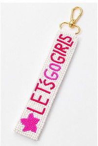 Llavero con Correa de Cuentas para Muñeca, Diseño 'Let's Go Girls' con Estrella Rosa, Cierre Hecho a Mano, Estilo Mini, Accesorio Lindo para Niñas - Product Image 3