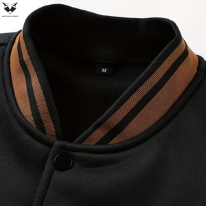 Custom Black Varsity Jacket Men Athletic C Patch Embroidery Letterman Jacket White Sleeves Casual Fashion Bomber Jacket Coat - Product Image 4