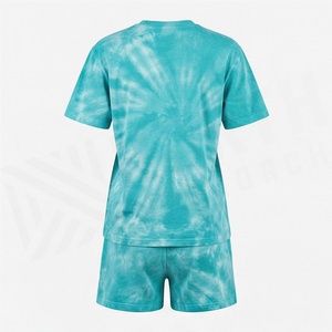 Women's <b>Tie</b> <b>Dye</b> 2 Piece Shorts <b>Set</b> Short Sleeve Crew Neck Loose Fit Cotton Casual Spring Summer Outfit Above Knee Length - Product Image 2