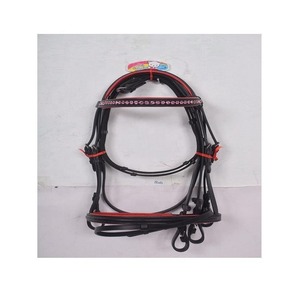 Brida de lujo para caballo al por mayor, de cuero genuino premium teñido en tambor, con detalles de cristal negro, logotipo personalizado, decorativa para doma y salto. - Product Image 3