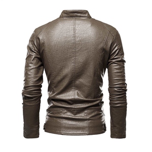 Veste d'hiver en cuir d'agneau véritable pour homme, élégante, de haute qualité, en cuir de vachette premium, marron - Product Image 2