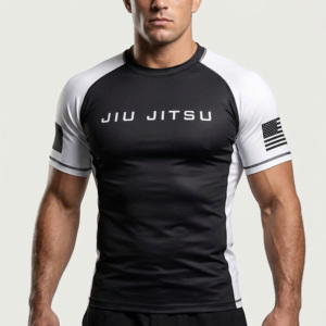 Chemises de bain personnalisées pour hommes en gros - Protection UPF50+, tissu polyester/spandex anti-humidité, manches courtes, plusieurs logos - Product Image 3