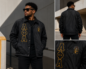 Chaqueta de Entrenador Personalizada Alpha Phi Line, Chaqueta Cortavientos Omega Chi Beta Delta Theta Epsilon de Primera Calidad, Impermeable, Venta al por Mayor - Product Image 4
