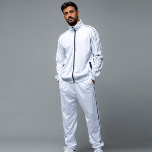 Ensemble de survêtement coupe-vent pour homme, veste à col montant, pantalon d'entraînement imperméable, 100% polyester, survêtement d'entraînement coupe-vent pour homme - Product Image 2