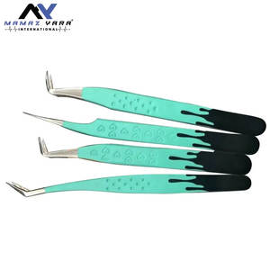 Ensemble de pinces à cils avec logo personnalisé et embouts en fibre, parfait pour les extensions de cils professionnelles, lot de 4 pièces - Product Image 2