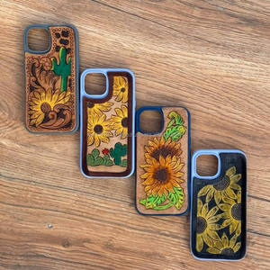 Nueva funda de teléfono de cuero con estilo hecha a mano, funda Floral con herramientas de alta calidad de lujo Vintage personalizada para IPhone 13/14/15 - Product Image 3
