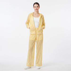 Custom Zipper Sheer Mesh Tracksuit Women Loose Fit Lightweight Quick Dry Sexy Track Suit Ladies 100% Polyester <b>Fishnet</b> Tracksuit - Product Image 2