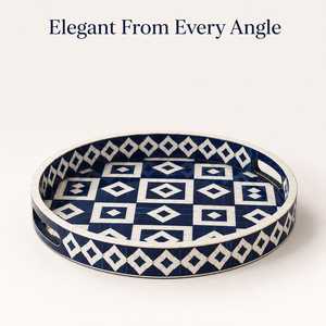 Plateau de rangement rond en os incrusté, style patrimoine, avec incrustation florale artisanale, pour cosmétiques, bijoux et intérieur élégant - Product Image 5