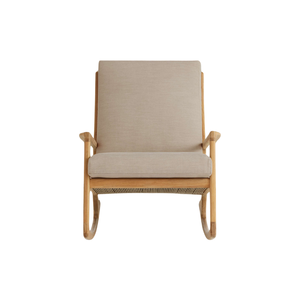 Sillón Mecedor Moderno para Exteriores, Madera de Teca Sólida, Respaldo de Cuerda Tejida a Mano, Base Ergonómica, Cojines Gruesos, Impermeable - Product Image 4