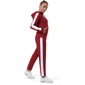 Ensemble de survêtement thermique en polaire pour femme, col montant, mélange de polyester, intérieur brossé, veste zippée intégrale, pantalon de jogging, ensemble de détente hiver - Product Image 2