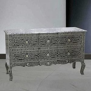 Table console en os incrusté, style traditionnel, motif floral, pour chambre, salon, appartement, hôtels, d'inspiration marocaine - Product Image 5