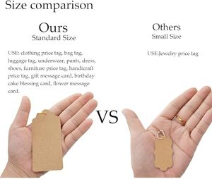 Étiquettes de vêtements rectangulaires personnalisées en papier kraft 3,74x1,73 pouces, écologiques, découpées, finition mate, pour vêtements - Product Image 4