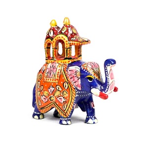 Figura de Elefante de Madera Pintada a Mano, Arte Popular, Decoración para el Hogar, Forma 3D - Product Image 2