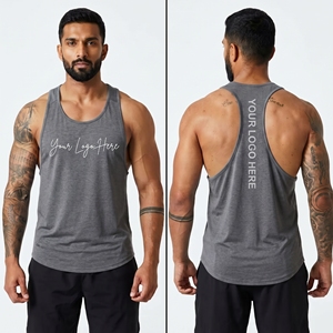 Débardeurs de musculation respirants à col rond et compression 220g pour hommes, en coton, style décontracté et sportif - Product Image 6