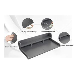 Organizzatore da banco antiscivolo a doppio strato da 137 cm di larghezza x 70 cm di profondità per lavatrice e asciugatrice, con ripiani in legno e unità portaoggetti - Product Image 6