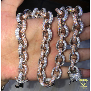 Collar de Eslabones Redondos con Diamantes Cultivados en Laboratorio de Alta Calidad, Plata de Ley 925, Joyería Urbana de Moda, Proveedor Mayorista - Product Image 5