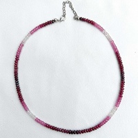 Collier de mode en argent sterling 925 avec perles rondelles facettées en rubis naturel ombré de 4 mm et 5 mm, faites à la main, par un fabricant de bijoux