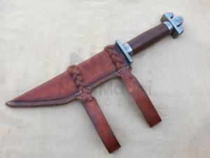 DAMAS MOTIF TORSADÉ ROSE POIGNÉE EN BOIS VIKING POMMEL VIKING SEAX NMT-2502 - Product Image 5