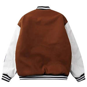 Chaquetas universitarias de béisbol estilo callejero para hombre, de cuero, manga larga, con logotipo personalizado bordado, chaqueta Letterman Varsity. - Product Image 4