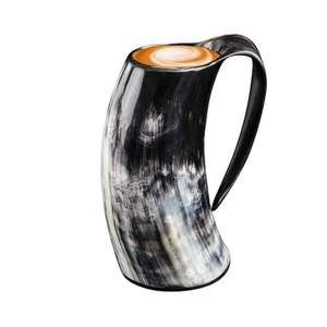 Authentique Corne de Buffle Vintage pour Boire, Tasse à Bière Faite à la Main de Style Viking avec Bord Doré – Offre de Gros - Product Image 2