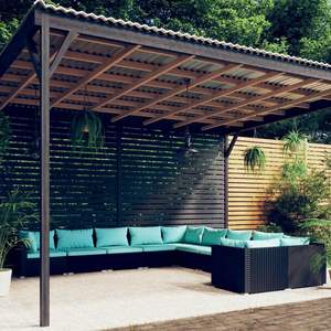 Conjunto Modular Grande de Muebles de Jardín de Ratán Sintético Negro - Product Image 1
