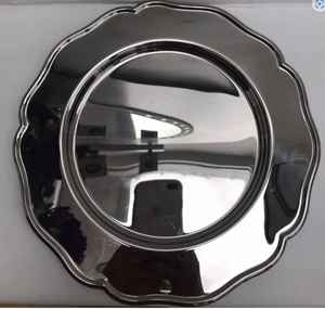Plat de service rond en métal argenté poli, design moderne, écologique, compatible lave-vaisselle, cadeau d'affaires, prix bas - Product Image 3