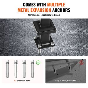 Rampe d'escalier autoportante en acier au carbone pour extérieur, 1 à 3 marches, 103 cm de long x 90 cm de haut, dispositif d'aide à la mobilité pour escalier courbé - Product Image 5