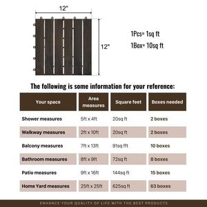 10pcs <b>Interlocking</b> Deck <b>Tiles</b> Striped Pattern 12\" X 12\" Dark Brown Square Acacia Hardwood Outdoor Flooring for Patio & Balcony - Product Image 1