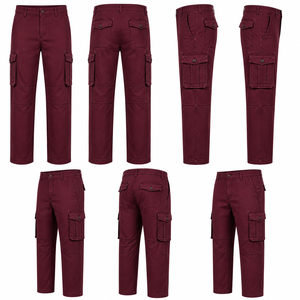Pantalon cargo pour homme, taille mi-haute, coupe droite, multi-poches, style streetwear, en toile imperméable, pantalon décontracté d'automne - Product Image 5