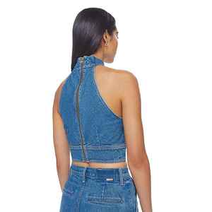 Top Corto de Punto con Cuello Halter, Transpirable, de Alta Calidad, Nuevo, Personalizado, Suave, Ligero, para Mujer - Product Image 5