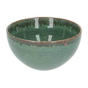 Bol de table en céramique vert forêt à glaçure réactive, profil profond et rond, finition lisse, durable, sans danger pour les aliments, idéal pour les soupes et les salades - Product Image 1