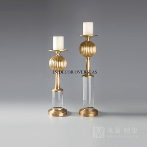 Attractive Look High Grade Gold Plated Flowers Designer Top Quality Metal Made Luxury <b>Candle</b> Holders With Marble White Base - Product Image 2