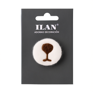 ILAN Applicazione Ricamata Decorativa, Design a Fungo Marrone Rotondo 3cm, per Progetti di Artigianato e Cucito, 3 Pezzi - Product Image 1