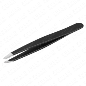Black Stainless Steel Slanted Eyebrow Tweezers Non Slip Grip Custom Logo Packaging Precision Hair Removal <b>Tool</b> - Product Image 4