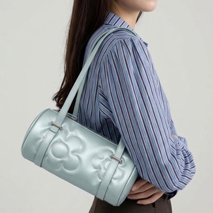 PU Leather Fashion Shoulder <b>Bag</b> with Heart Embossed Zipper Polyester Lining Two Straps for Women Outdoor Travel - Product Image 5