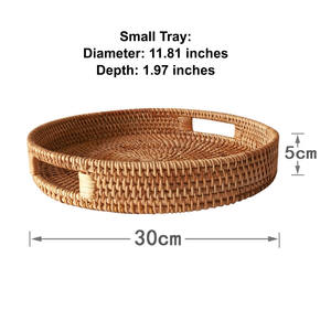 Ensemble de 2 plateaux à fruits en rotin, ronds, en rotin naturel tressé, prix de gros directement de l'usine. - Product Image 4
