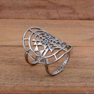 SHYAM JEWELRS 925 <b>Sterling</b> <b>Silver</b> Luxury Unisex Meander Pattern Etched Wrap <b>Ring</b> Handmade <b>Adjustable</b> Double Band Finger Splint - Product Image 5