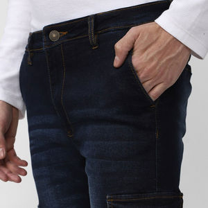 Naimat Abbas Industries - Jeans Cargo de Mezclilla Índigo Oscuro para Hombre, Corte Slim Fit, Casuales, de Algodón Elástico, Impermeables, Resistentes al Viento, Lavado a la Piedra - Product Image 6